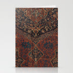 Boho Chic Dark VII // 17th Century Colorful Medallion Red Blue Green Brown Ornate Accent Rug Pattern Stationery Card Gallery Image 2