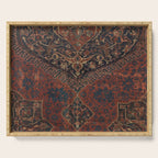 Boho Chic Dark VII // 17th Century Colorful Medallion Red Blue Green Brown Ornate Accent Rug Pattern Serving Tray Gallery Image 1
