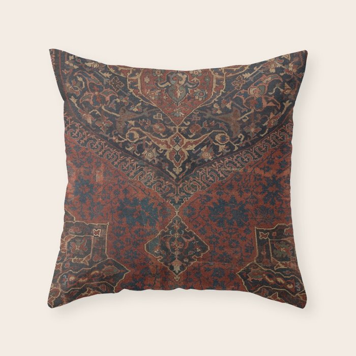 Boho Chic Dark VII // 17th Century Colorful Medallion Red Blue Green Brown Ornate Accent Rug Pattern Throw Pillow Gallery Image 6