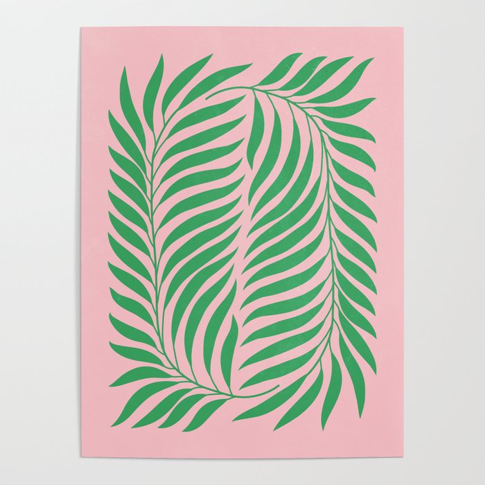 Two Ferns: Azalea & Ocean Green Poster Gallery Image 1