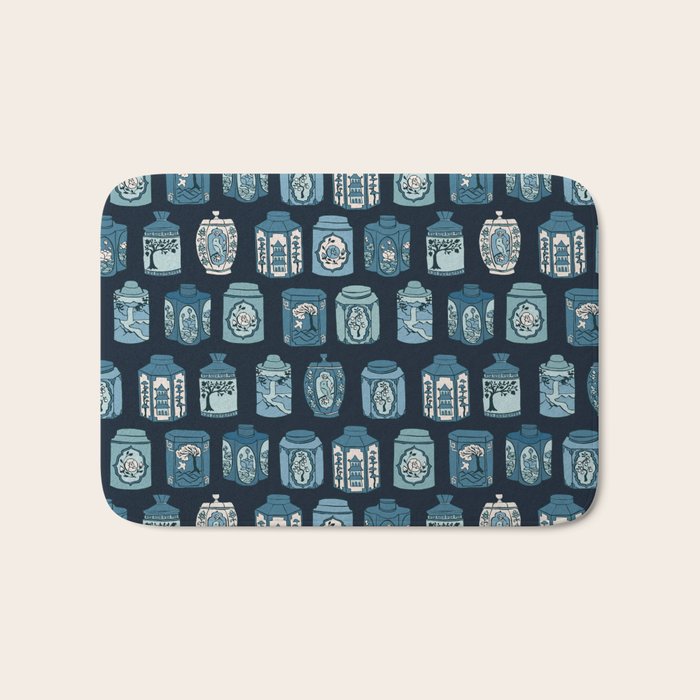 Chinese Tea {Blue Willow Dark} Bath Mat Gallery Image 1