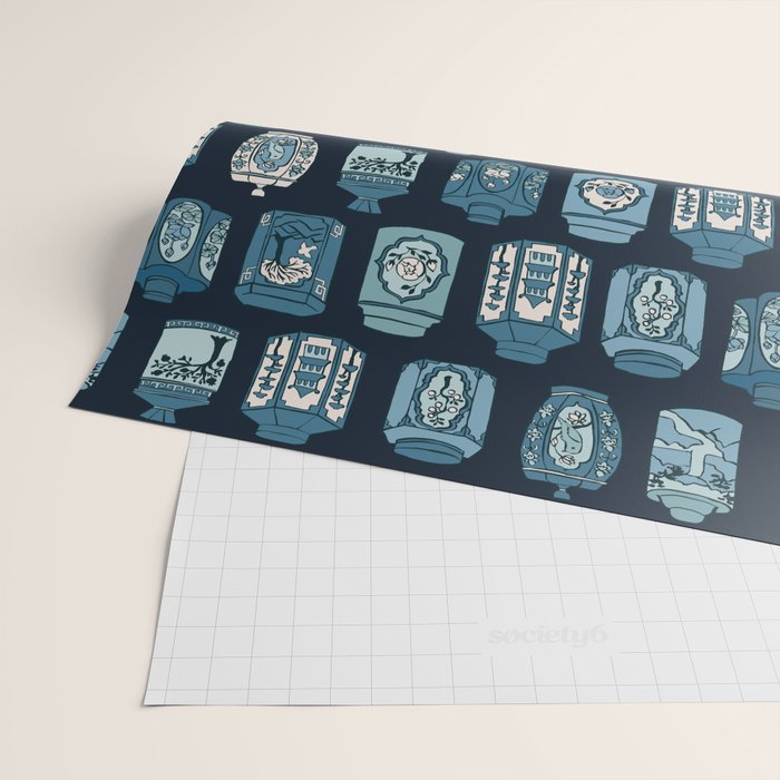 Chinese Tea {Blue Willow Dark} Wrapping Paper Gallery Image 2
