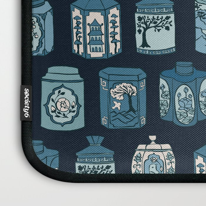 Chinese Tea {Blue Willow Dark} Laptop Sleeve Gallery Image 3