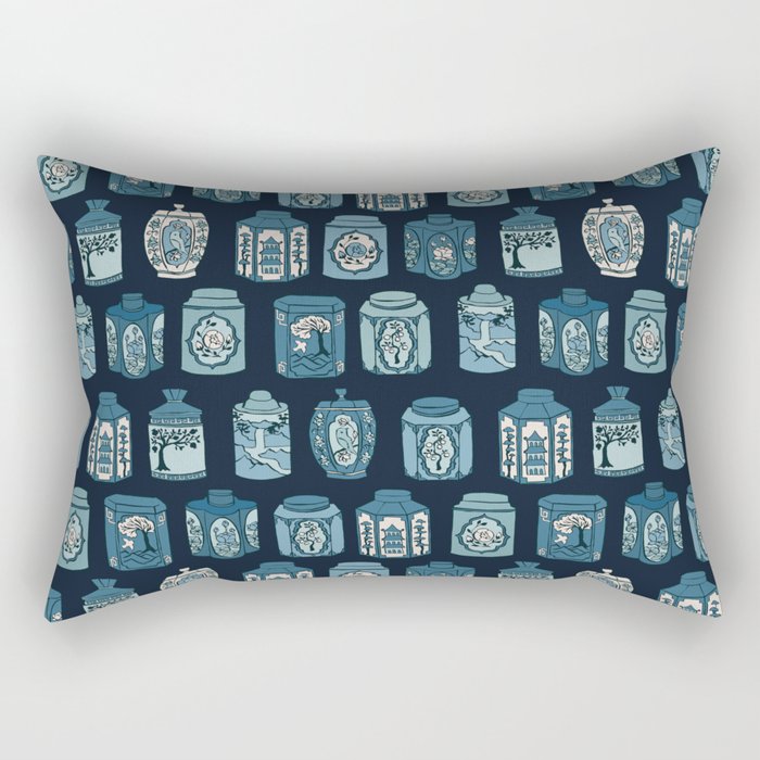Chinese Tea {Blue Willow Dark} Rectangular Pillow Gallery Image 2