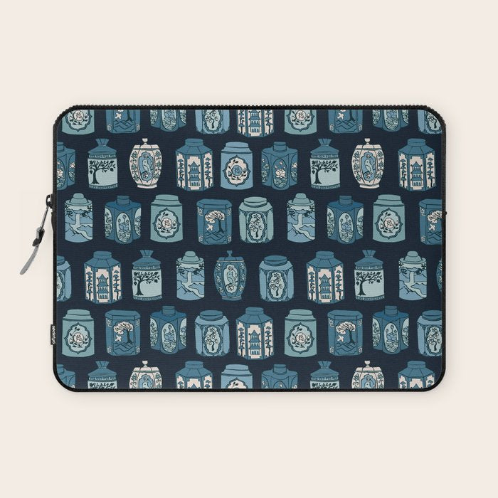Chinese Tea {Blue Willow Dark} Laptop Sleeve Gallery Image 1