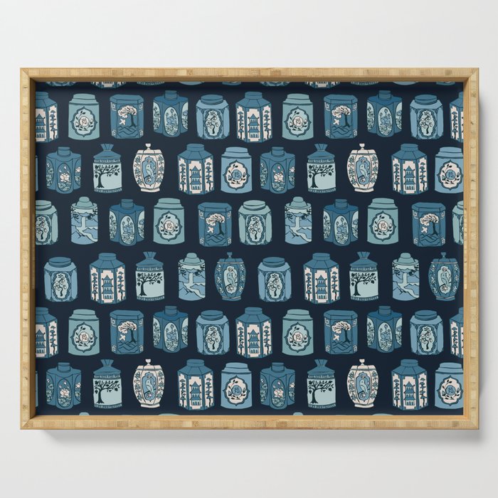 Chinese Tea {Blue Willow Dark} Serving Tray Gallery Image 1