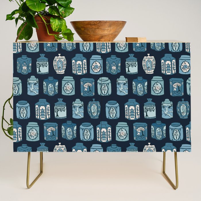 Chinese Tea {Blue Willow Dark} Credenza Gallery Image 1
