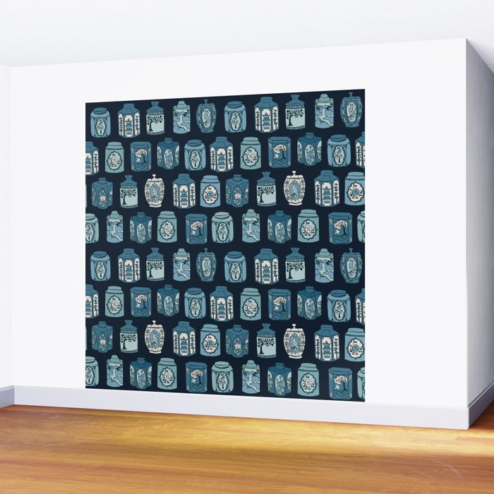 Chinese Tea {Blue Willow Dark} Wall Mural Gallery Image 2