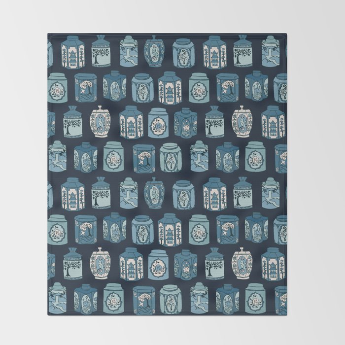 Chinese Tea {Blue Willow Dark} Throw Blanket Gallery Image 2
