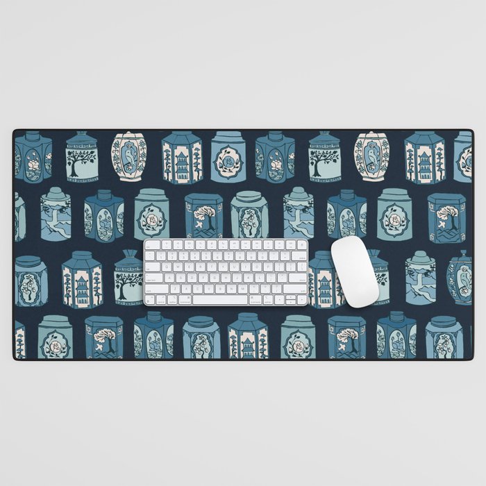 Chinese Tea {Blue Willow Dark} Desk Mat Gallery Image 1