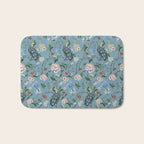 Chinoiserie Peacock teal greens florals oriental Bath Mat Gallery Image 1