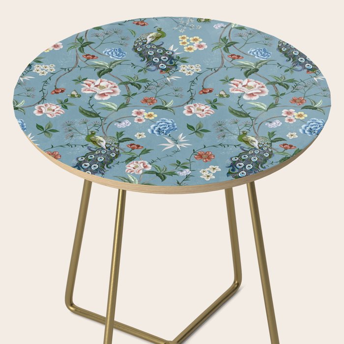 Chinoiserie Peacock teal greens florals oriental Side Table Gallery Image 2