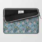 Chinoiserie Peacock teal greens florals oriental Laptop Sleeve Gallery Image 2