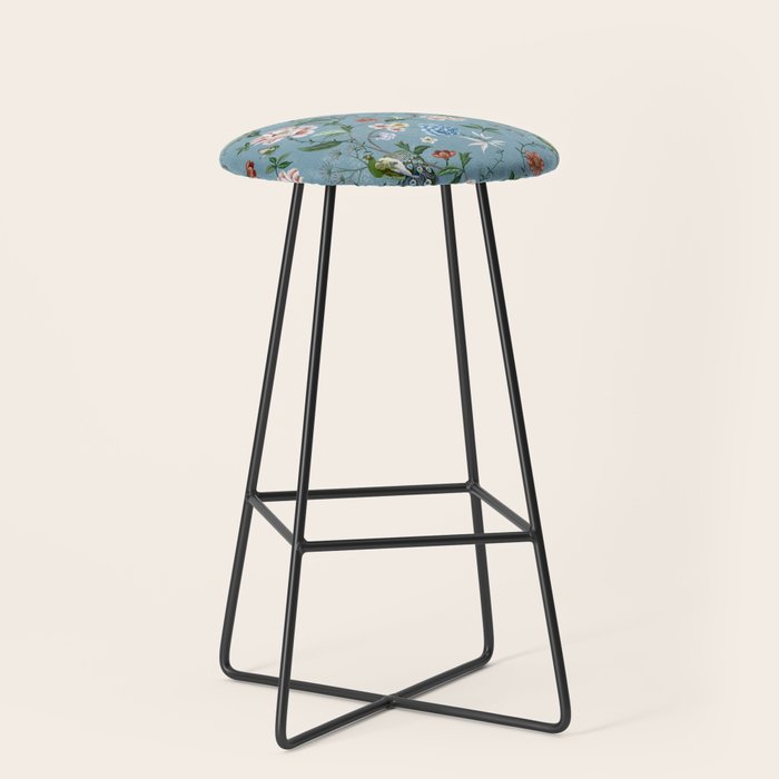 Chinoiserie Peacock teal greens florals oriental Stool Gallery Image 1