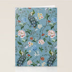 Chinoiserie Peacock teal greens florals oriental Stationery Card Gallery Image 2