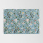 Chinoiserie Peacock teal greens florals oriental Rug Gallery Image 2