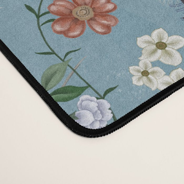 Chinoiserie Peacock teal greens florals oriental Desk Mat Gallery Image 4