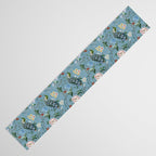 Chinoiserie Peacock teal greens florals oriental Table Runner Gallery Image 3