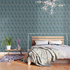Chinoiserie Peacock teal greens florals oriental Wallpaper Gallery Image 3