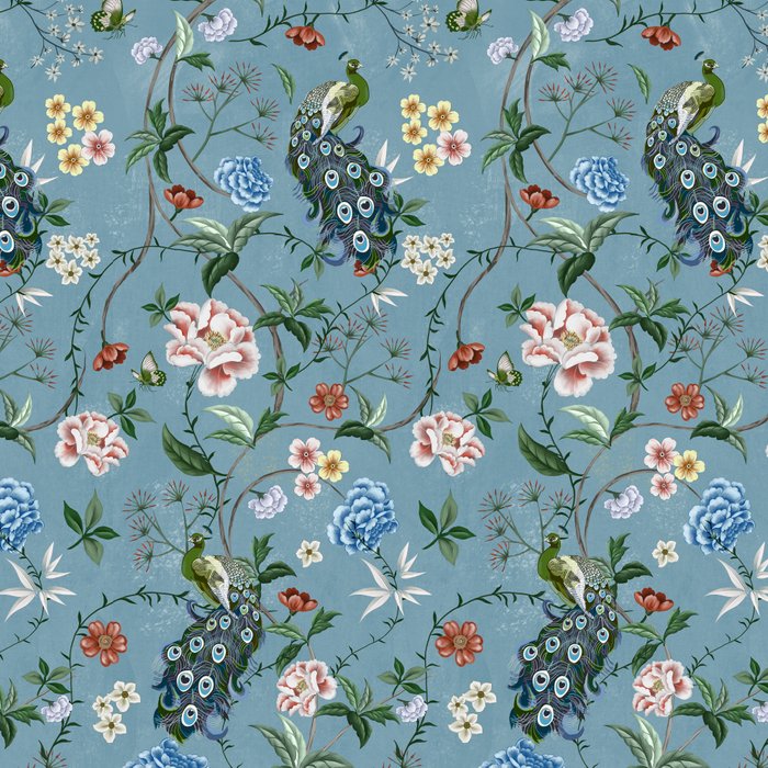 Chinoiserie Peacock teal greens florals oriental Coffee Mug Gallery Image 2