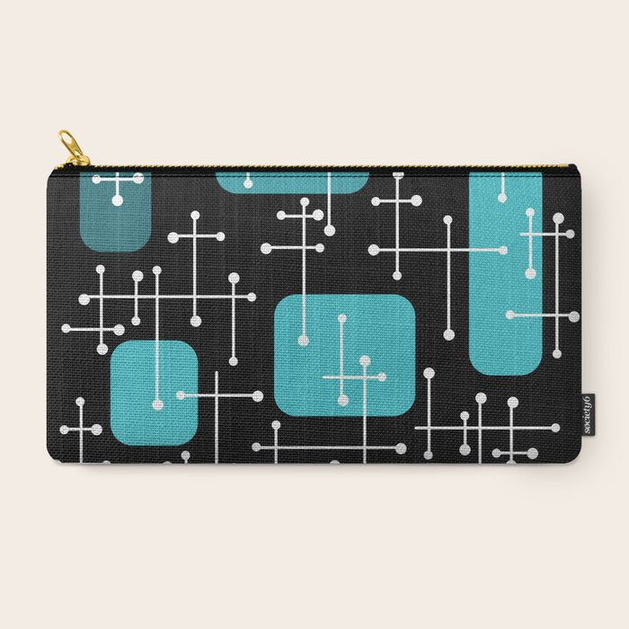 1950s Eames Era Art Crosshairs Black Teal Blue Carry All Pouch Gallery Image 2