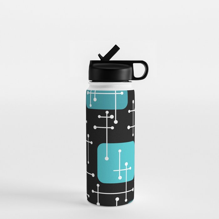 1950s Eames Era Art Crosshairs Black Teal Blue Water Bottle Gallery Image 1