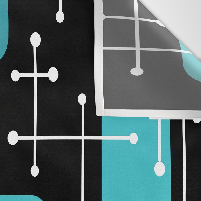 1950s Eames Era Art Crosshairs Black Teal Blue Wall Tapestry Gallery Image 3