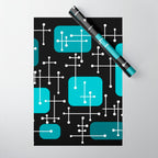 1950s Eames Era Art Crosshairs Black Teal Blue Wrapping Paper Gallery Image 1