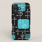 1950s Eames Era Art Crosshairs Black Teal Blue iPhone Case Gallery Image 1