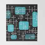 1950s Eames Era Art Crosshairs Black Teal Blue Throw Blanket Gallery Image 2