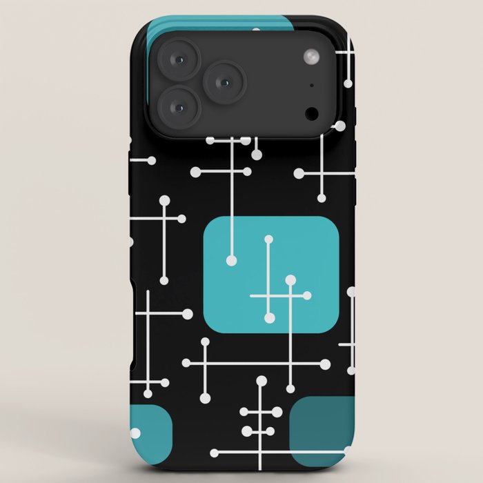 1950s Eames Era Art Crosshairs Black Teal Blue iPhone Case Gallery Image 8