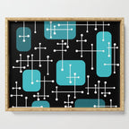 1950s Eames Era Art Crosshairs Black Teal Blue Serving Tray Gallery Image 1