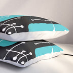 1950s Eames Era Art Crosshairs Black Teal Blue Pillow Sham Gallery Image 3