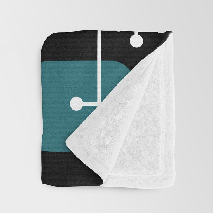 1950s Eames Era Art Crosshairs Black Teal Blue Throw Blanket Gallery Image 3