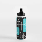 1950s Eames Era Art Crosshairs Black Teal Blue Water Bottle Gallery Image 2