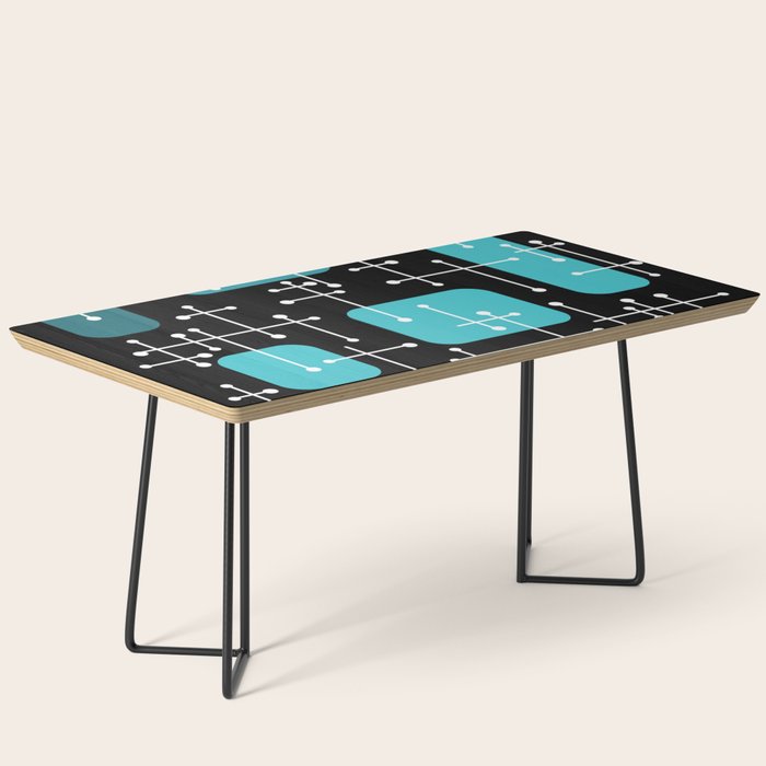 1950s Eames Era Art Crosshairs Black Teal Blue Coffee Table Gallery Image 1