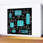 1950s Eames Era Art Crosshairs Black Teal Blue Wall Mural Gallery Image 2