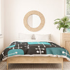 1950s Eames Era Art Crosshairs Black Teal Blue Duvet Cover Gallery Image 3