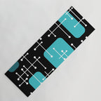 1950s Eames Era Art Crosshairs Black Teal Blue Yoga Mat Gallery Image 1