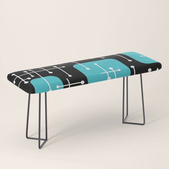 1950s Eames Era Art Crosshairs Black Teal Blue Bench Gallery Image 1