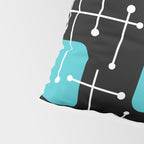 1950s Eames Era Art Crosshairs Black Teal Blue Pillow Sham Gallery Image 4