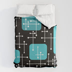 1950s Eames Era Art Crosshairs Black Teal Blue Duvet Cover Gallery Image 6