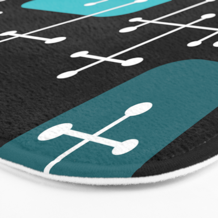 1950s Eames Era Art Crosshairs Black Teal Blue Bath Mat Gallery Image 3