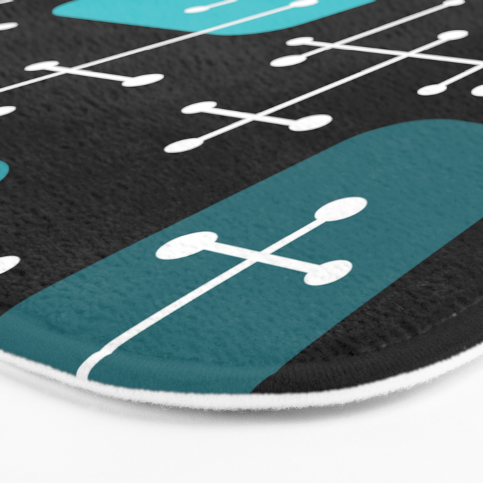 1950s Eames Era Art Crosshairs Black Teal Blue Bath Mat Gallery Image 3