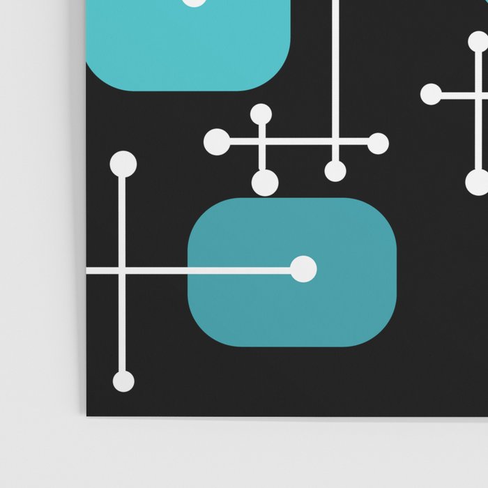 1950s Eames Era Art Crosshairs Black Teal Blue Poster Gallery Image 3