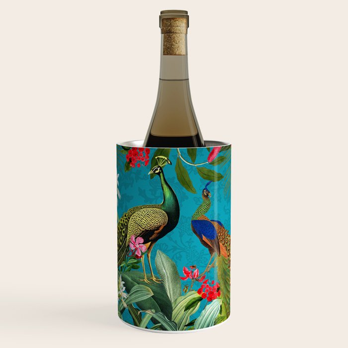 Vintage Tropical Peacock Bird Rainforest Jungle  Wine Chiller Gallery Image 1