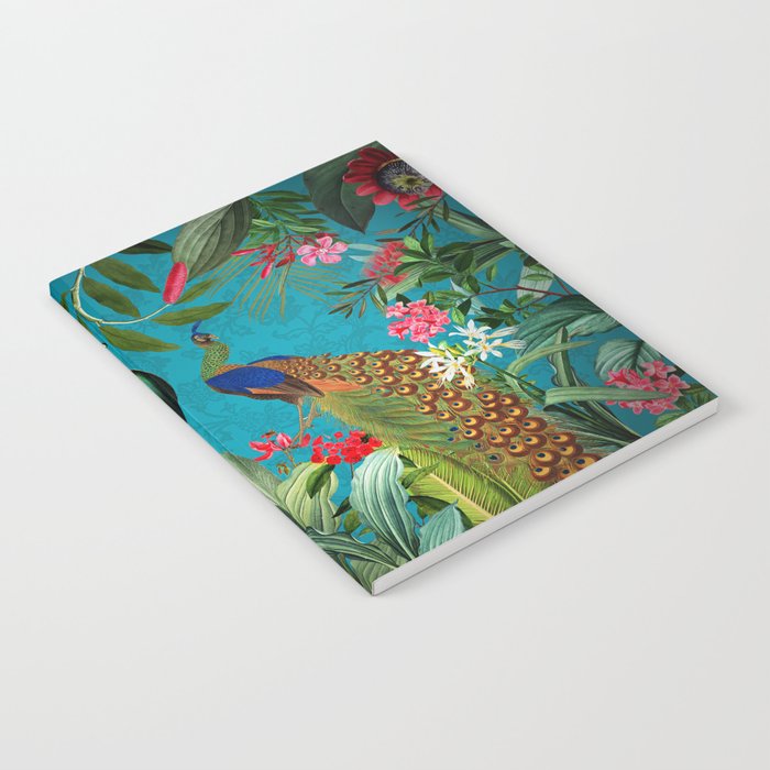 Vintage Tropical Peacock Bird Rainforest Jungle  Notebook Gallery Image 1