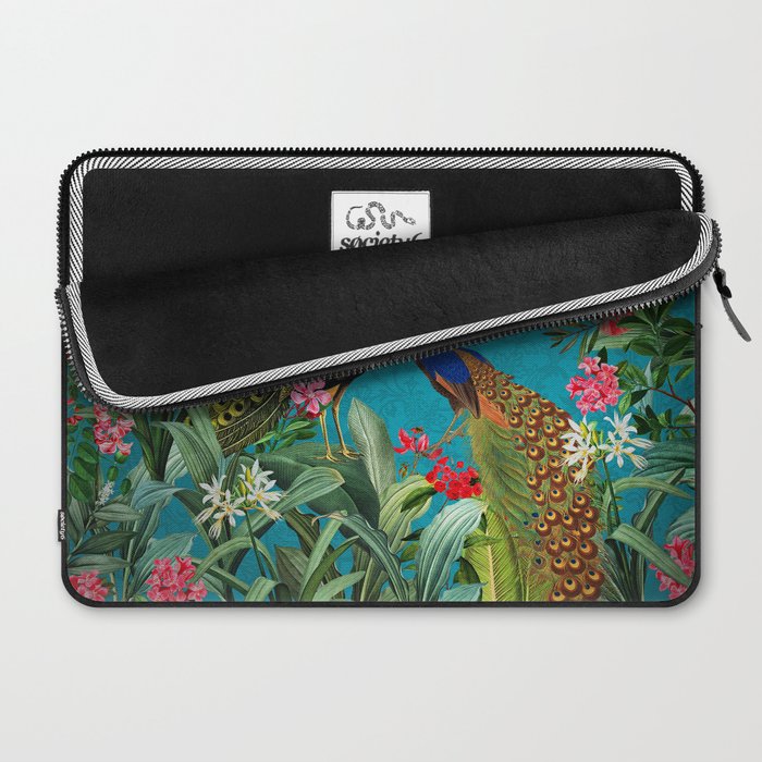 Vintage Tropical Peacock Bird Rainforest Jungle  Laptop Sleeve Gallery Image 2