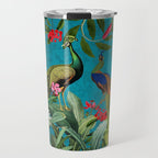 Vintage Tropical Peacock Bird Rainforest Jungle  Travel Mug Gallery Image 1