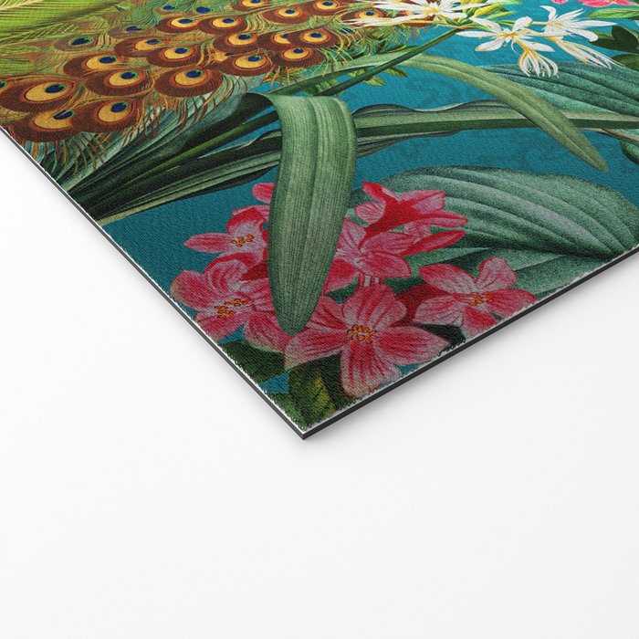 Vintage Tropical Peacock Bird Rainforest Jungle  Welcome Mat Gallery Image 2